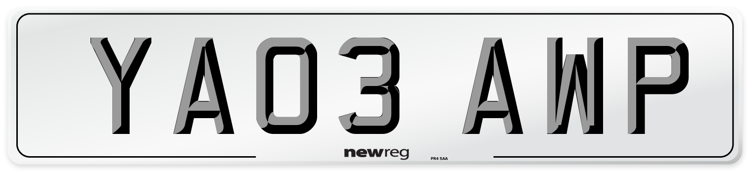YA03 AWP Number Plate from New Reg